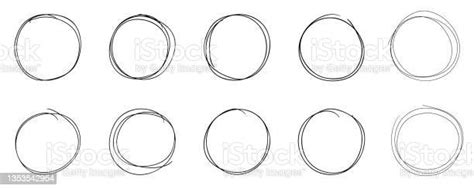 Doodle Circle Sketsa Terisolasi Pada Latar Belakang Putih Koleksi