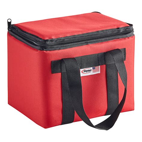 Sterno Customizable 12 X 9 12 X 10 Small Red Nylon Insulated Delivery Food Carrier 91327 300000