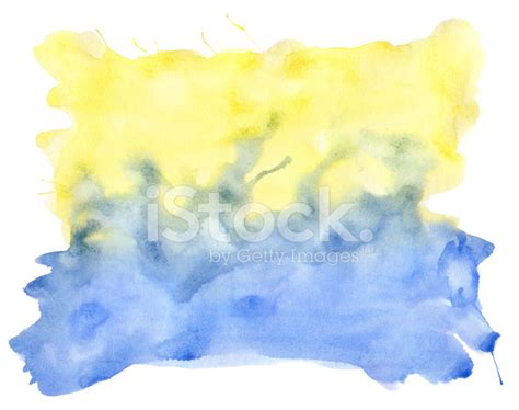 Painted Blue And Yellow Watercolor Background Stock Photo Royalty