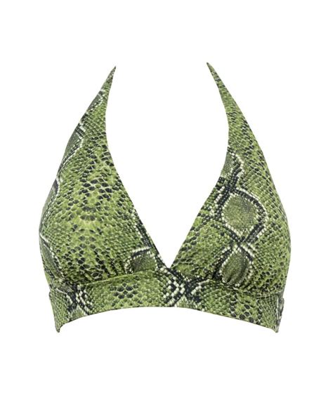 Μαγιό τρίγωνο Rock Club Bikini Χακί Snake Σταθερό cup C D
