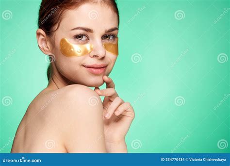 Pretty Woman Naked Shoulders Gold Face Patches Cosmetics Stock Photo Image Of Girl Beauty