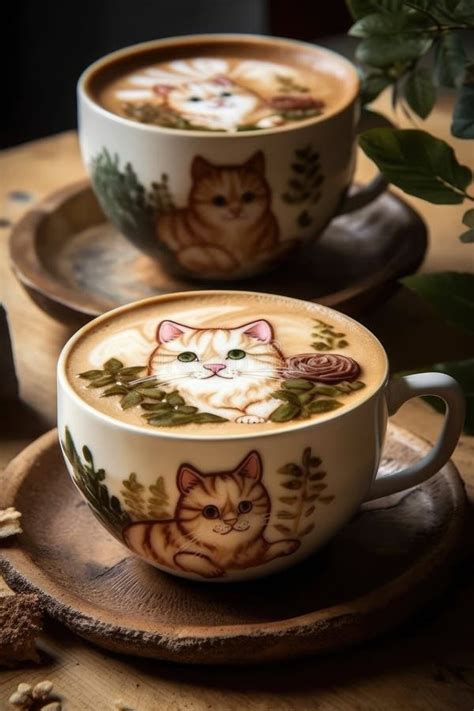 Cute and Adorable Cat Face Latte Art Over a Cup of Coffee Stock Illustration - Illustration of ...