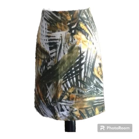 Premise Skirts Premise Tropical Palm Linen Skirt Greens Black