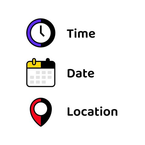 Date Time Address Or Location Icons Symbol Vector Art At