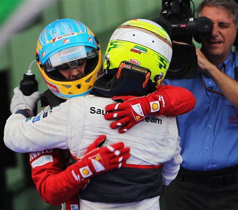 F1 Malaysia GP Fernando Alonso And Sergio Perez Congratulate Each