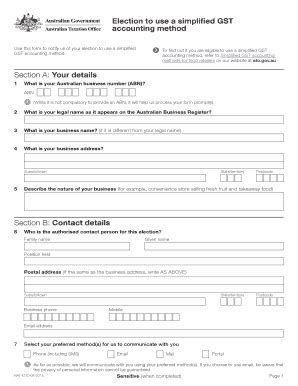 Fillable Online Ato Gov Election To Use A Simplified Gst Accounting