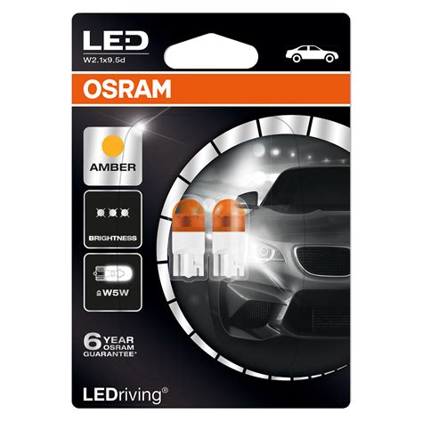 501 OSRAM Long Life LED 12V W5W Amber Wedge Bulbs (Pair)