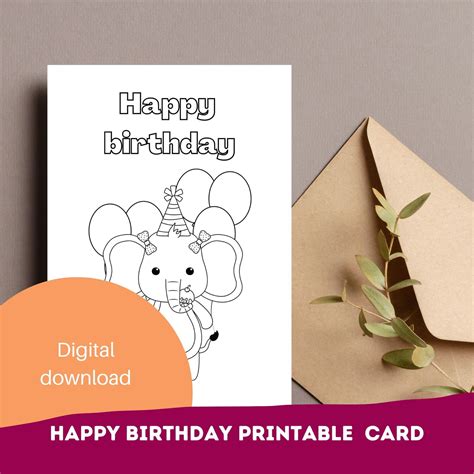 Printable Birthday Coloring Cards for Kids Digital Downloads - Etsy