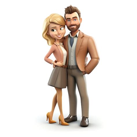 Premium Ai Image 3d Cartoon Businesswoman Leaning On Businessman