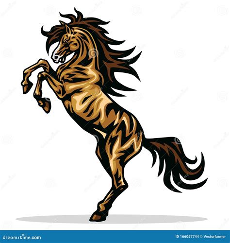 Horse Mustang Running Rearing Vector Mascot Logo Design Illustration