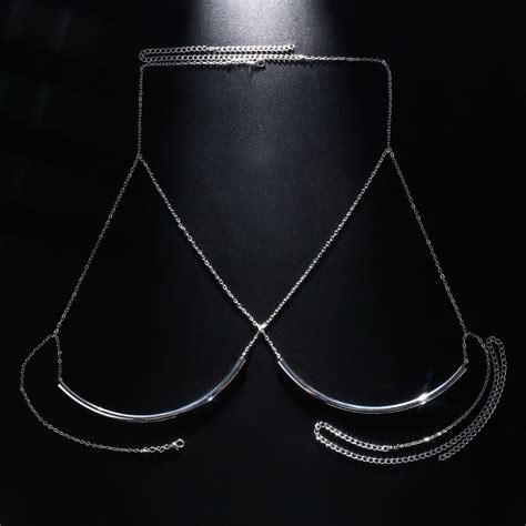 Cadeia De Peito Brilhante Simples Para Mulheres Biquíni Sexy Bikini Body Chains Bijuteria Summer