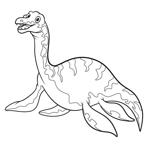 Plesiosaurus Do Dinossauro Dos Desenhos Animados No Fundo Branco