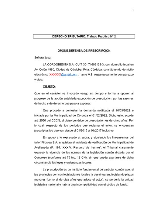 Tp N Derecho Tributario Derecho Tributario Trabajo Practico N