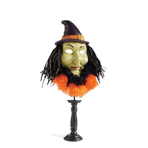 Halloween Witch Mask on Pedestal | Grandin Road