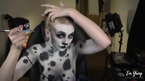 Dalmatian Puppy Girl Body Paint Nude Timelapse