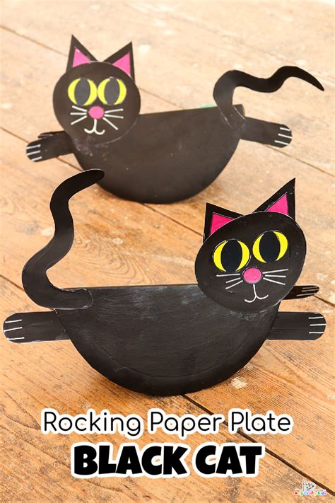 Rocking Paper Plate Black Cat Arty Crafty Kids