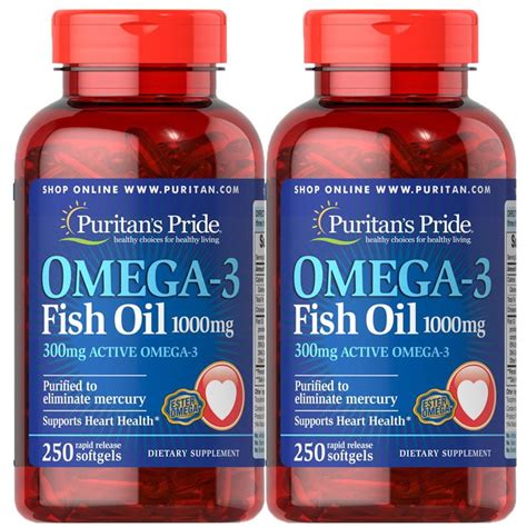 Puritan S Pride Omega 3 Fish Oil 1000 Mg 300 Mg Active Omega 3 250