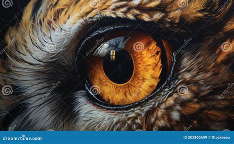 Super Realistic Owl Eye Painting With Hyper Realistic Detail Stock