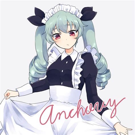 Safebooru 1girl Alternate Costume Anchovy Apron Bangs Black Dress