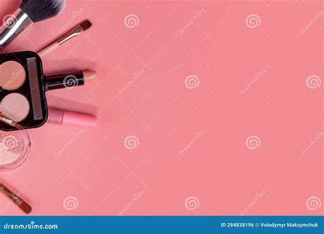 Beauty Background With Facial Cosmetic Products With Empty Copy Space Makeup Skin Care Concept