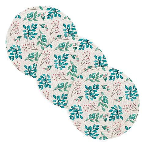 Cherry Floral Leaves PCs Pot Holders Trivets Kitchen Cotton Pans Hot Plate Mats Teapot