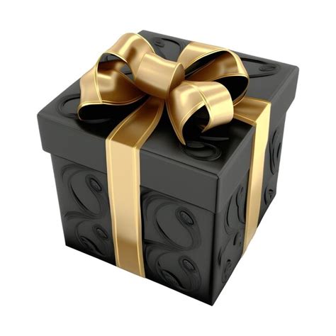 Premium PSD Black Gift Box With Golden Ribbon Elegant And Luxury