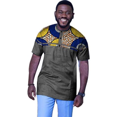 African Male Tops Print Short Sleeve Men Africa T Shirt Fashion Traditional Design Dashiki