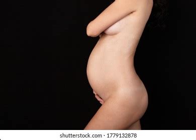 Pregnant Woman Nude Profile Against Black Stock Photo Shutterstock
