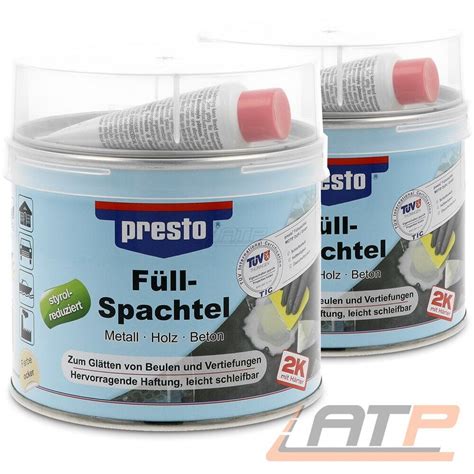 2x 1kg 1000g PRESTO FÜLLSPACHTEL PRESTOLITH POLYESTERSPACHTEL 600115