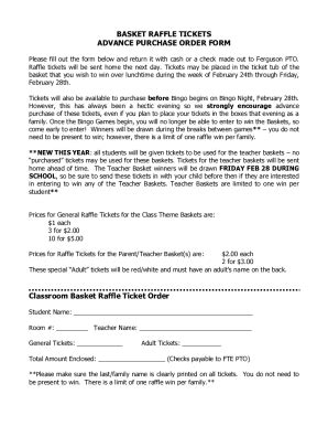 Fillable Online Raffle Order Form Form Per Person Entering The