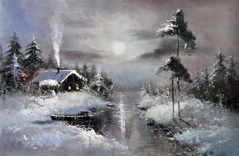Зимний пейзаж картина 60х90 арт9П041 Inreriorshop