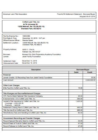 Sample Settlement Statements In Pdf Ms Word