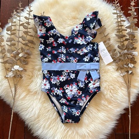 Janie And Jack Swim Nwt Janie And Jack Retro Blue White Red Floral