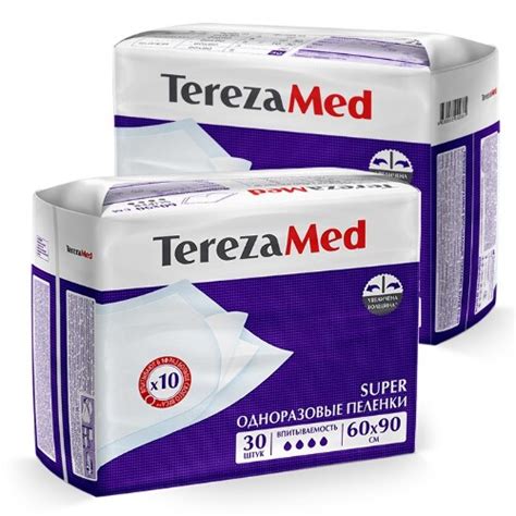 Набор TerezaMed пеленки одноразовые впитывающие super 60х90 см 30 шт. 2 ...