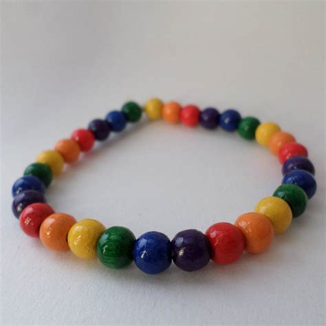 Holzperlen Armband Regenbogen Dunkel Mit Bio Gummiband