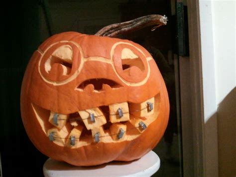 Pumpkin W Braces And Glasses Get Creative With Your Pumpkin Carving This Year Pumpkin