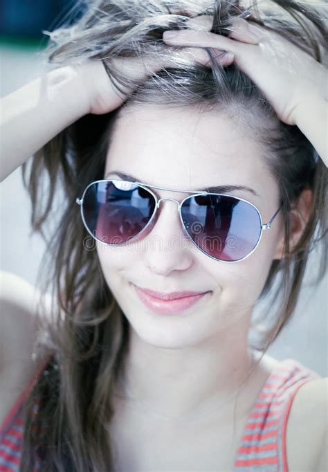 Grunge Styled Portrait Of Gorgoeus Brunette Stock Image Image Of
