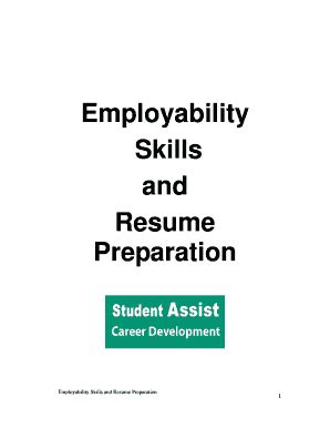 Fillable Online Employability Skills And Resume Preparation Fax Email