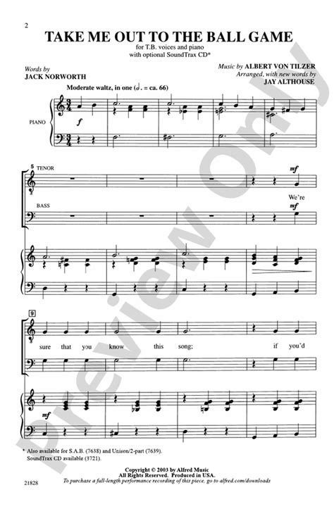 Take Me Out To The Ball Game Tb Choral Octavo Digital Sheet Music Download