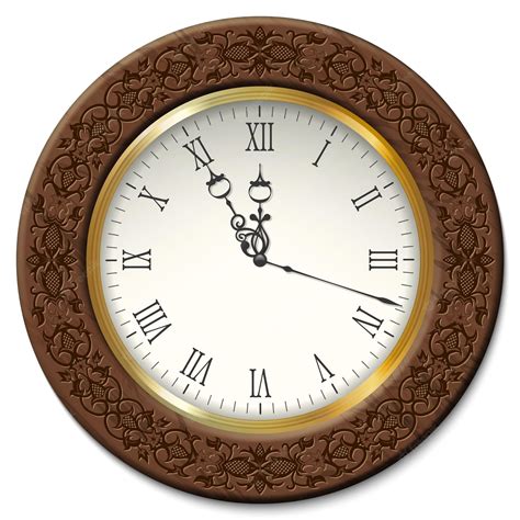 Reloj De Pared Vintage Vector Con Marco Decorativo De Madera Vector