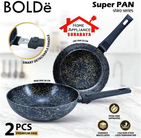 Bolde Super Pan Shiro Series Granite Panci Set Pcs Wajan Wok Cm