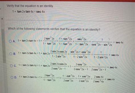 Solved Verify That The Equation Is An Identity Chegg