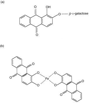 Structure of alizarin β d galactoside and the complex formed following