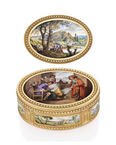 A Louis Xvi Vari Colour Gold Snuff Box Set With Enamel Plaques By Jean