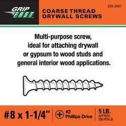 Grip Fast 8 X 1 1 4 Phillips Drive Flat Head Coarse Thread Drywall