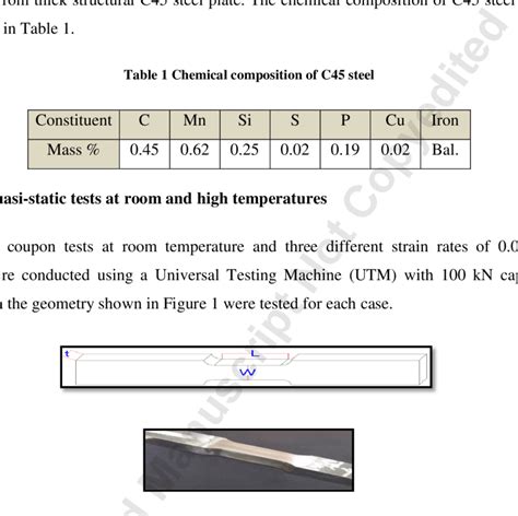 Geometry Of The Tensile Test Specimens At Room Temperature With An Download Scientific Diagram