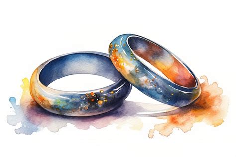 Premium AI Image A Watercolor Painting Of Two Rings With The Word