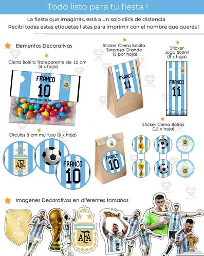 Kit Imprimible Argentina Mundial Futbol Personalizado En Venta En La