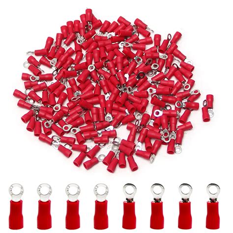 Fielect 100Pcs AWG22 16 Insulated Ring Terminals Connectors M3