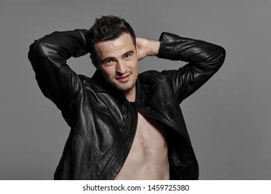 Sexy Mans Leather Jacket Naked Torso Stock Photo 1459726049 Shutterstock
